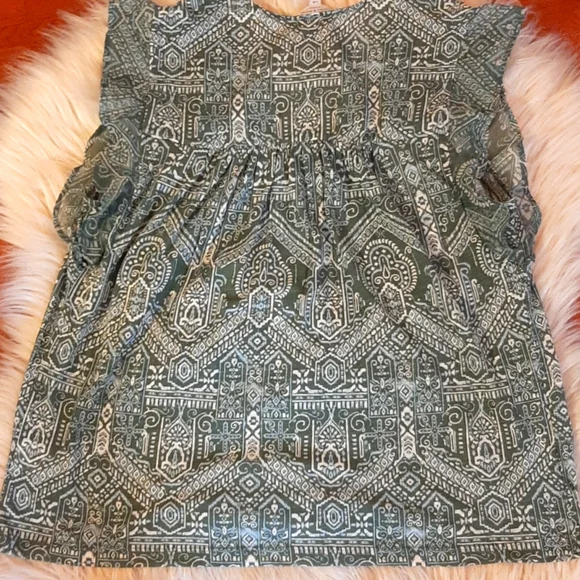 Lucky Brand Green/White/Blue Geometric Print Top, Large, NWT - Picture 12 of 12